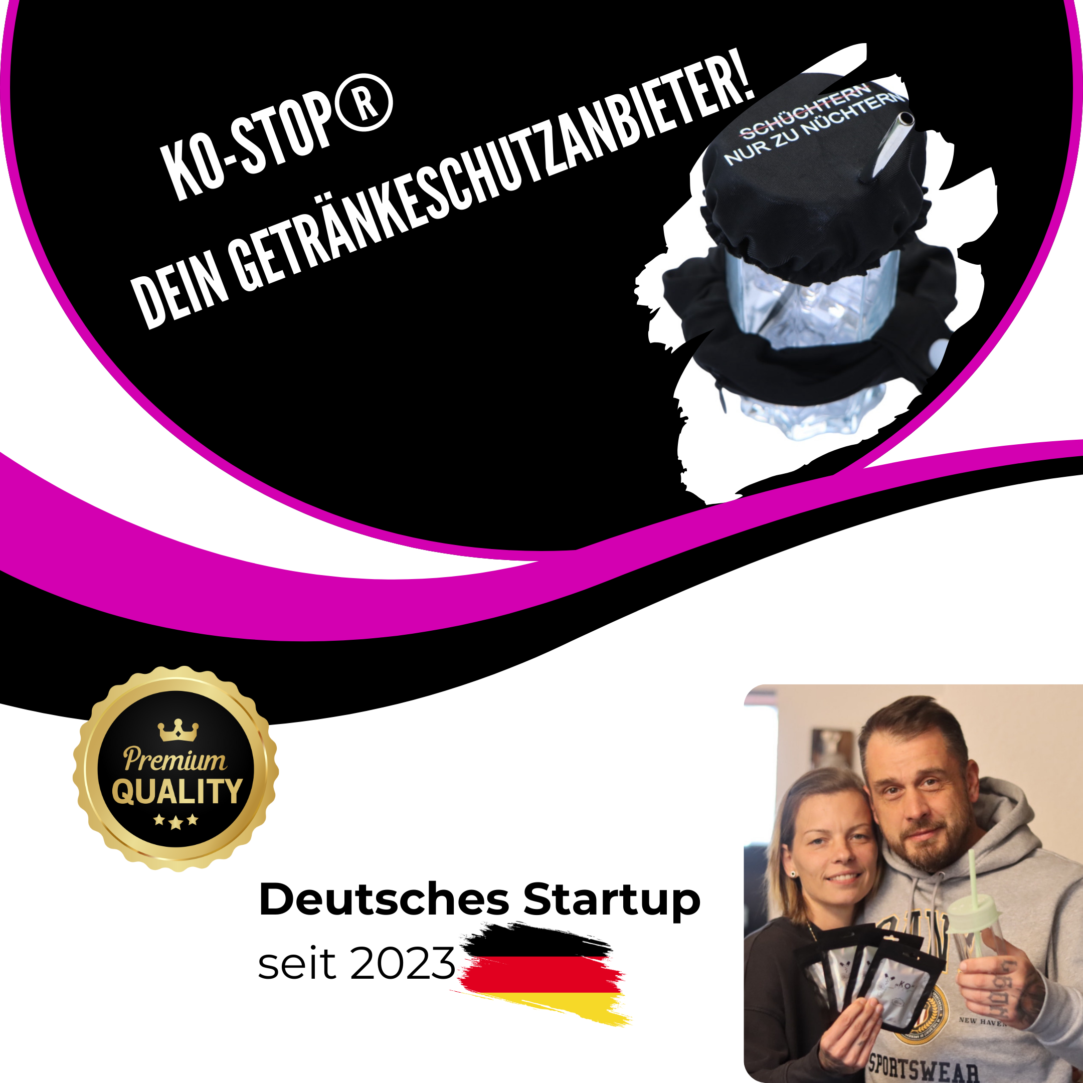 KO-Stop Schüchtern / Nur zu Nüchtern Getränkeschutz Haarband Scrunchie Schutz vor K.O.-Tropfen, wiederverwendbar! - Ko-Stop